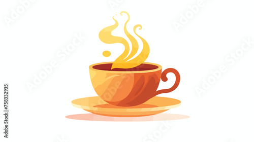 Flat icon A steaming cup of herbal tea flat vector