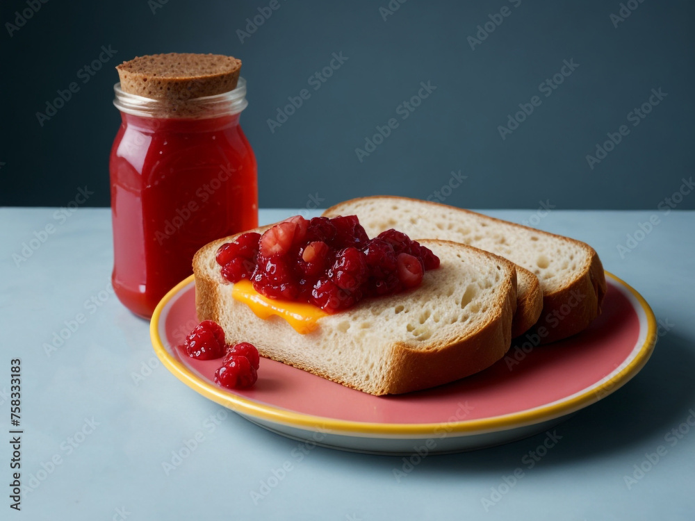 Strawberry jam on bread photography Strawberry jam on bread photography