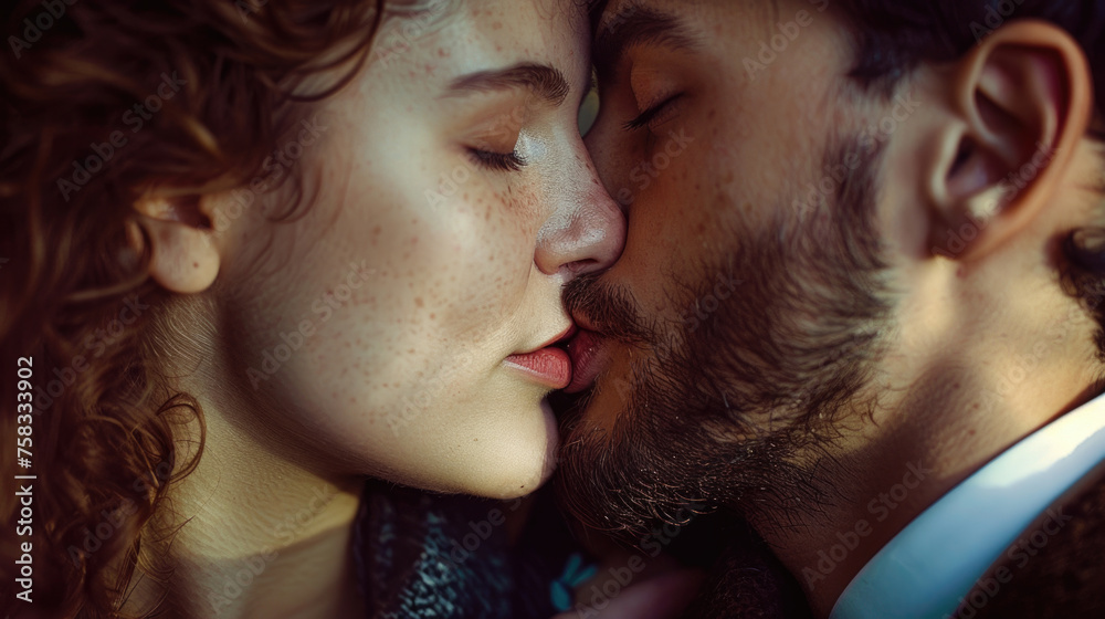 Intimate moment between man and woman, suitable for romantic themes Intimate moment between man and woman, suitable for romantic themes