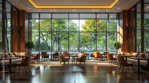 3d rendering of the contemporary interior of the restaurant on luxury hotel.