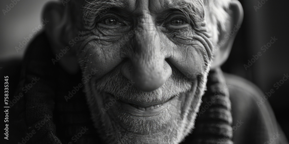 An elderly man captured in a classic black and white portrait. Ideal for showcasing wisdom and experience An elderly man captured in a classic black and white portrait. Ideal for showcasing wisdom and experience