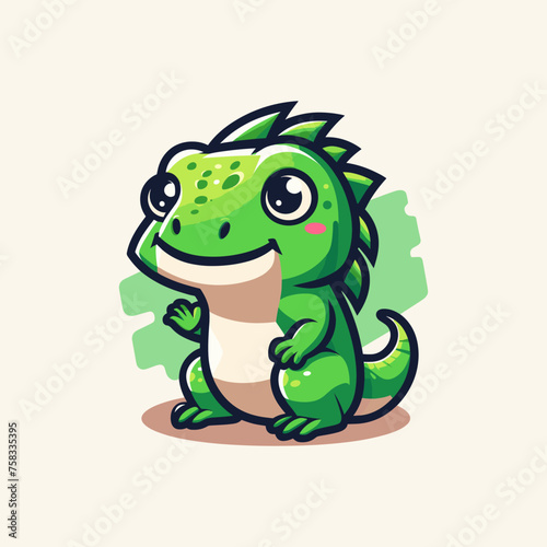 Iguana Cute Mascot Logo Illustration Chibi Kawaii is awesome logo, mascot or illustration for your product, company or bussiness