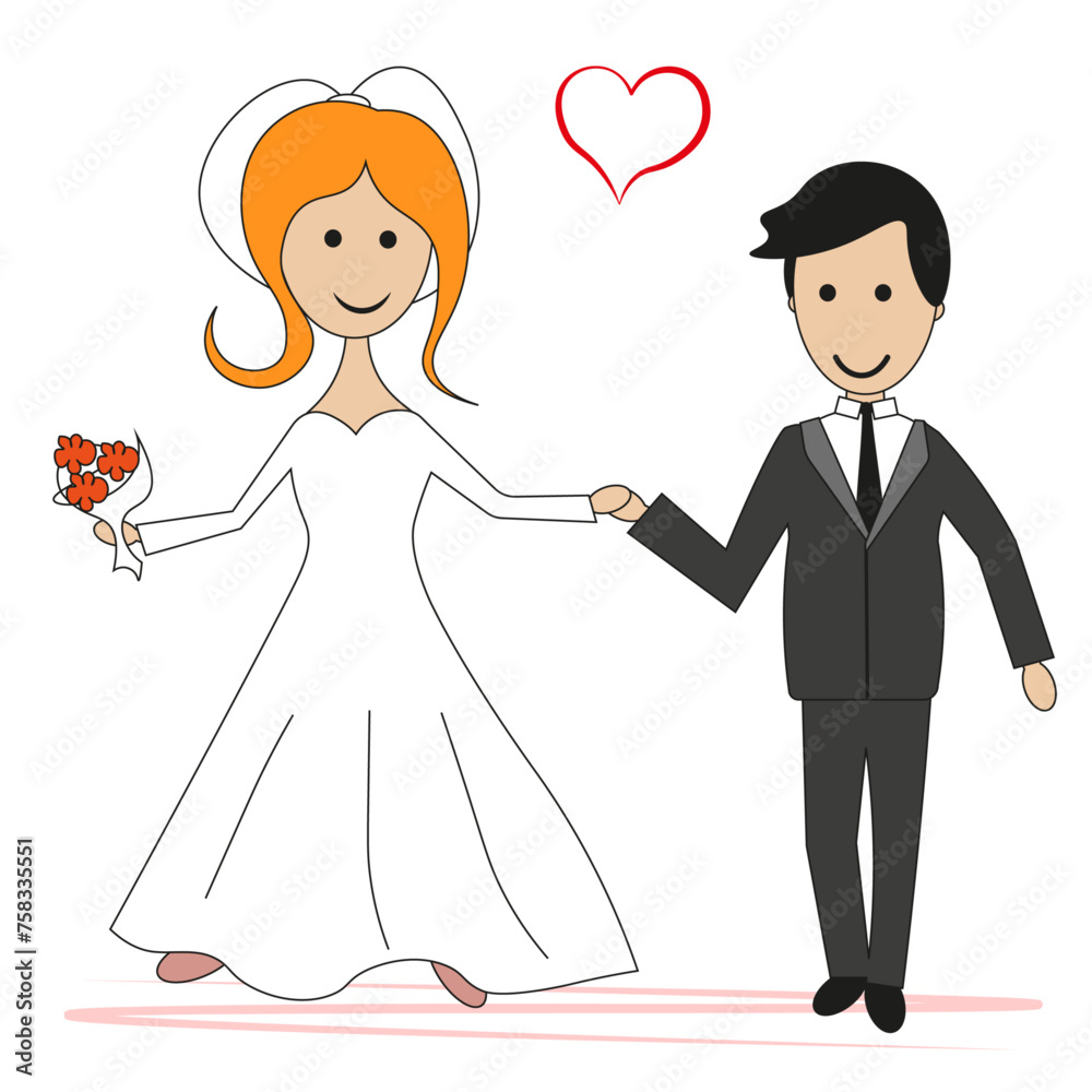 Bride and groom in the flat style Bride and groom in the flat style