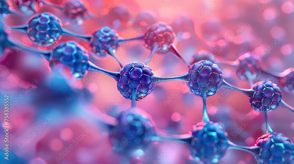 Nanotechnology exploration Atomic connections glow in this detailed visualization, highlighting advancements in nano-materials and research. The future is now. Concept: nanotechnology Nanotechnology exploration Atomic connections glow in this detailed visualization, highlighting advancements in nano-materials and research. The future is now. Concept: nanotechnology
