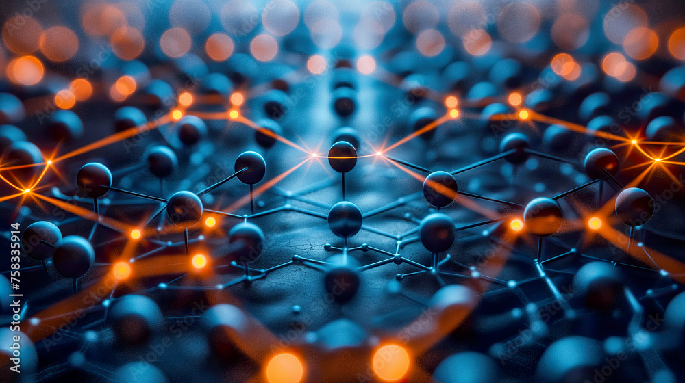 Nanotechnology in action detailed visualization of a molecular structure showcasing future science and engineering with atoms and bonds illuminated advanced materials and innovation nanotechnology Nanotechnology in action detailed visualization of a molecular structure showcasing future science and engineering with atoms and bonds illuminated advanced materials and innovation nanotechnology