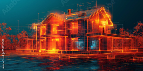 A thermal image of a house shows the thermal situation of different areas of the house. This enables a quick and effective assessment of thermal insulation and possible thermal leaks.