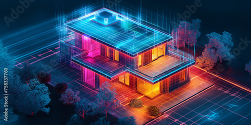A thermal image of a house shows the thermal situation of different areas of the house. This enables a quick and effective assessment of thermal insulation and possible thermal leaks.