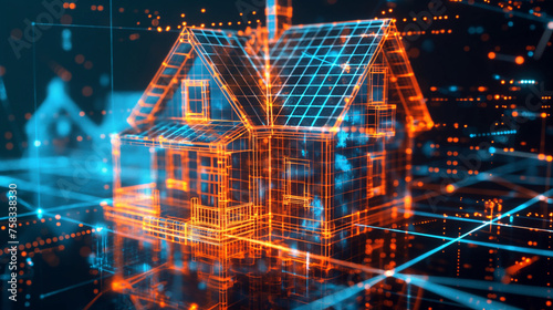 A thermal image of a house shows the thermal situation of different areas of the house. This enables a quick and effective assessment of thermal insulation and possible thermal leaks. photo