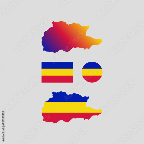 Andorra 1930 national map and flag vectors set....