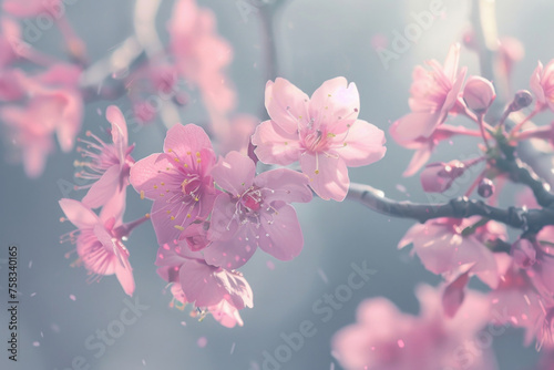 Close up of beautiful pink flowers on a tree, perfect for nature backgrounds