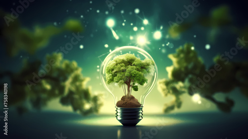 Renewable energy with green energy, earth day or environmental protection