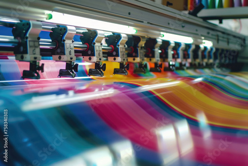 Machine printing rainbow colored sheet, suitable for design projects