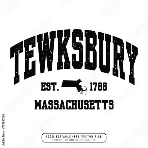 Tewksbury text effect vector. Editable college t-shirt design printable text effect vector photo