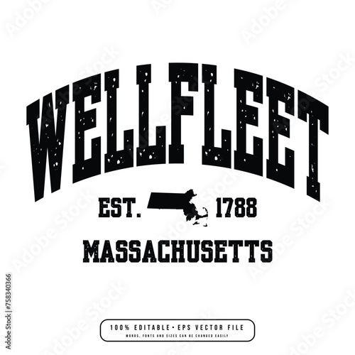 Wellfleet text effect vector. Editable college t-shirt design printable text effect vector