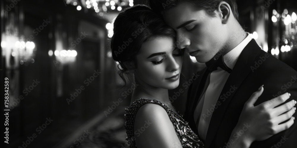 A monochrome image of a man and a woman. Suitable for various projects A monochrome image of a man and a woman. Suitable for various projects