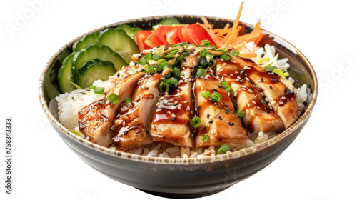 Teriyaki Chicken Rice Bowl isolated on transparent png background. Generative ai  © ideaCuz Studio