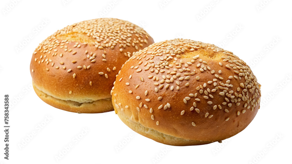 Sesame buns. isolated on transparent background.