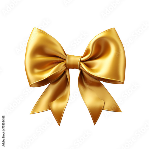 a gold bow on a white background