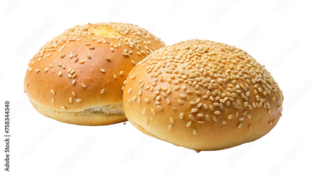 Sesame buns. isolated on transparent background.