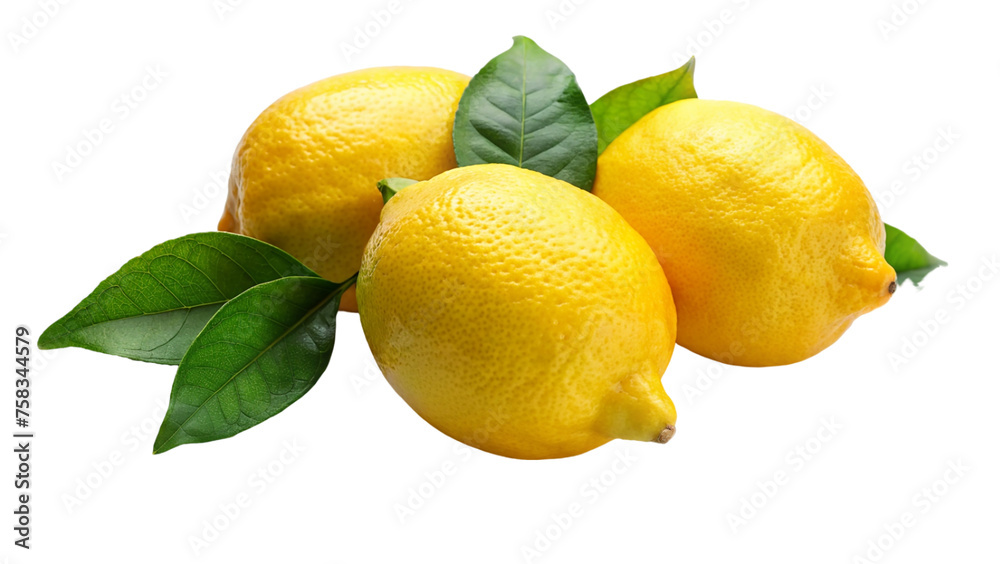 Lemons isolated on transparent background.