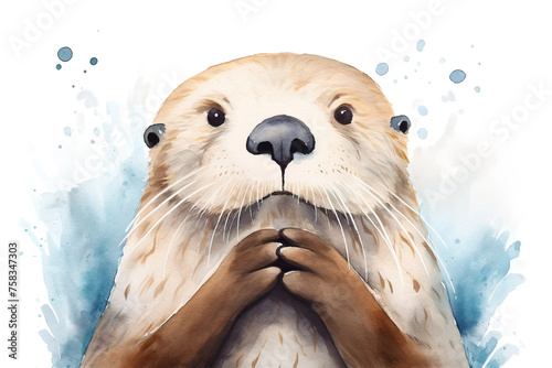 graphic otter lutris color expression element illustration sea camera family symbol cutout handdrawn cute looking little water astonished playfulness enhydra facial character fluffy photo