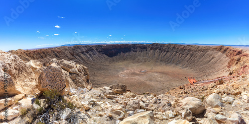 Fototapeta Barringer Meteor crater near Winslow, Arizona; observation platform visible, showing the immense scale