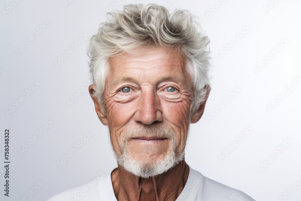 Portrait of a smiling senior man with grey hair and freckles Portrait of a smiling senior man with grey hair and freckles