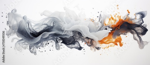 A captivating piece of art capturing smoke and fire on a white canvas. This still life photography event displays freezing elements juxtaposed with the warmth of flames