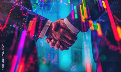 Businessmen handshake with ...