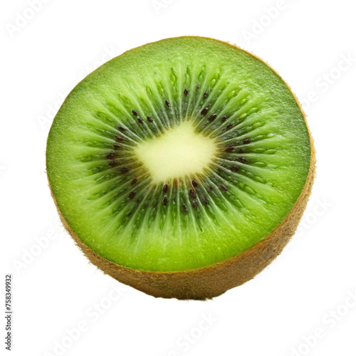 Half Kiwi fruit isolated on Transparent background.