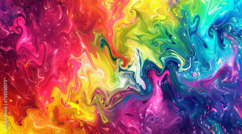 abstract of swirling liquid paints, showcasing a kaleidoscope of vibrant colors