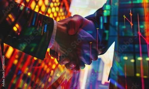 Businessmen handshake with ...