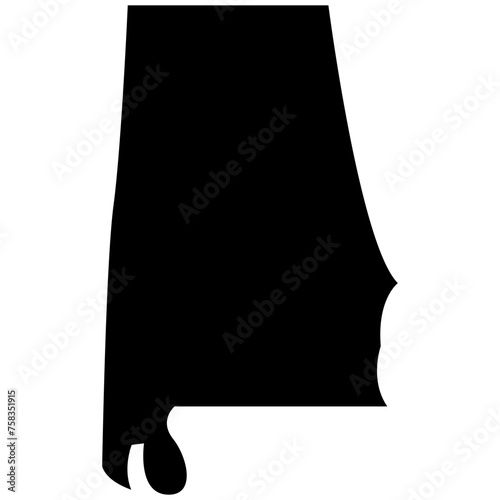 Albama State Map Black Outline Silhouette Vector