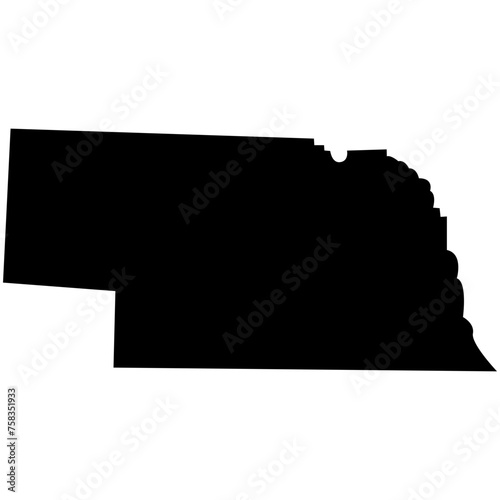 Nebraska State Map Black Outline Silhouette Vector