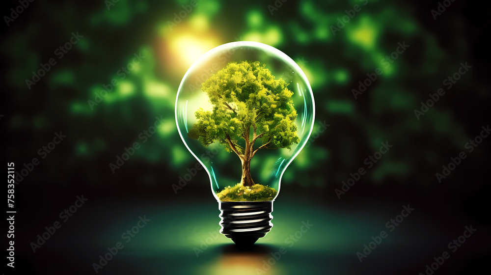 There are green plants sprouting inside the light bulb