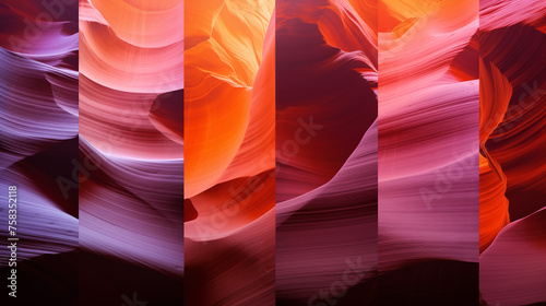 different and colorful abstract stone walls in famous antelope canyon