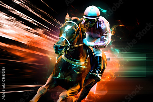 holographic horse racing poster