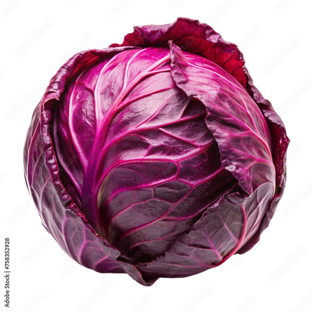 Obraz premium Red cabbage isolated on Transparent background.