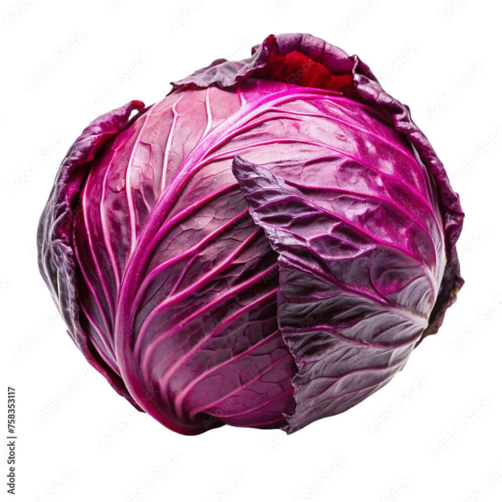 Red cabbage isolated on Transparent background.