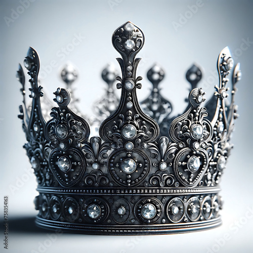  elegant crown, designed with intricate details and possibly adorned with jewels like diamonds and rubies, positioned centrally against a pure white background.