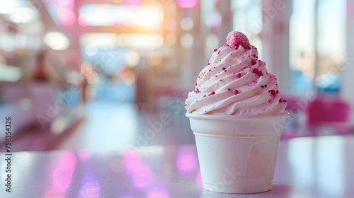 ice cream cup isolated on blurred background © Artistic_Creation
