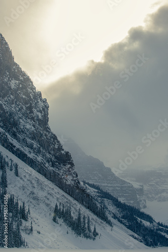 Winter Landscapes Canadian - Snow Covered Peaks near Lake Louise Banff National Park Alberta Canada