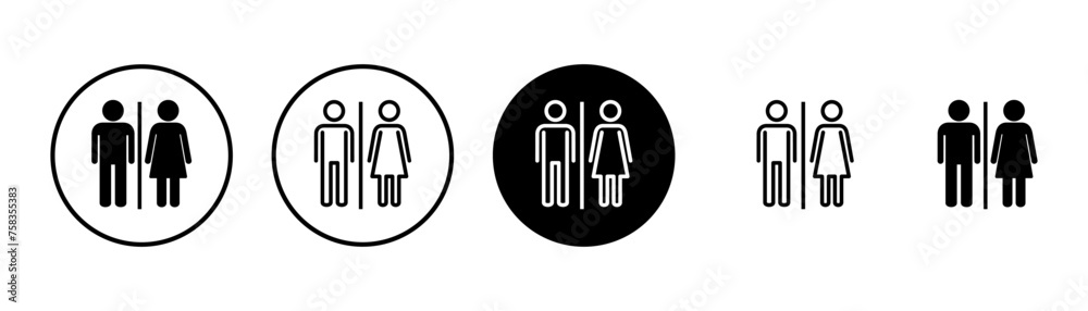 Toilet icon vector isolated on white background. Toilet sign. Man and woman restroom sign vector. Male and female icon Toilet icon vector isolated on white background. Toilet sign. Man and woman restroom sign vector. Male and female icon