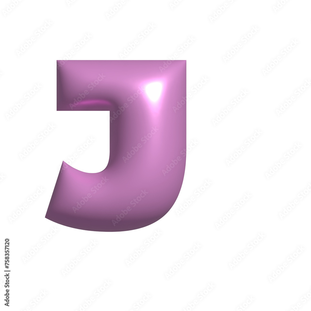 Pink metal shiny reflective letter J 3D illustration Pink metal shiny reflective letter J 3D illustration