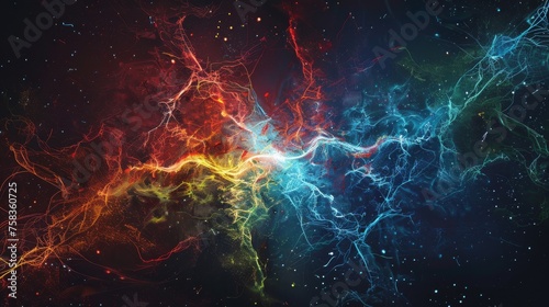 abstract glowing fracture network technology background photo