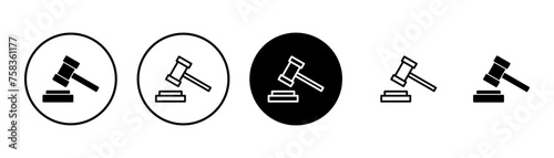 Gavel icon vector isolated on white background. Hammer icon vector. Judge Gavel Auction Icon Vector. Bid photo
