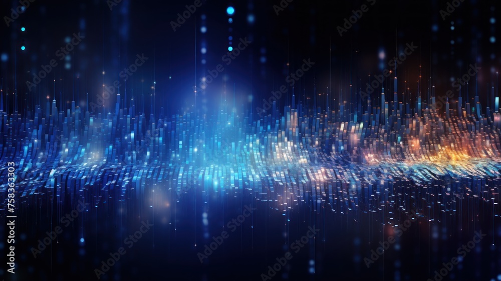 Abstract background representing data particles in a technological environment, each particle conveying a unique piece of information - obrazy, fototapety, plakaty 