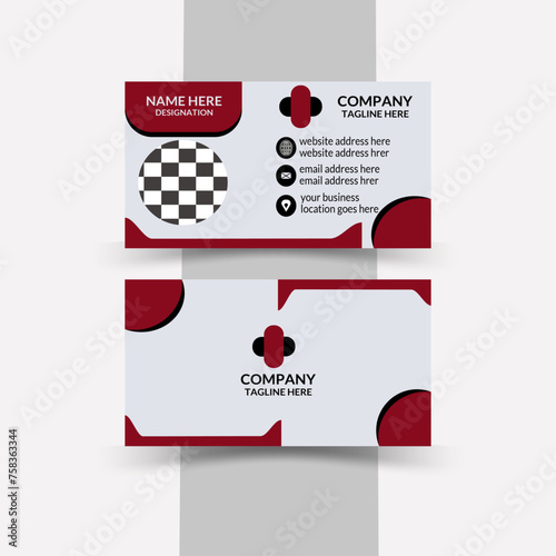 Company Modern Creative Clean Red kheri and Black Business Card Template photo