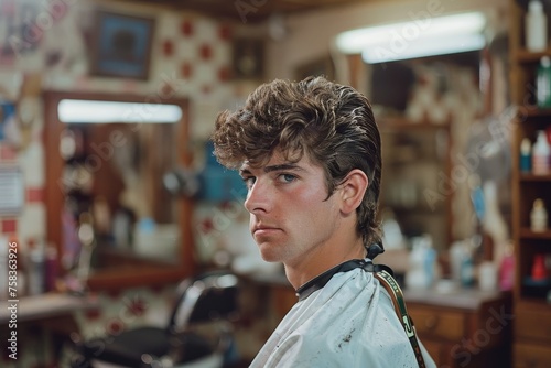 A high-definition photo of a man sporting a classic 80s mullet hairstyle with the business in the front and party in the back style