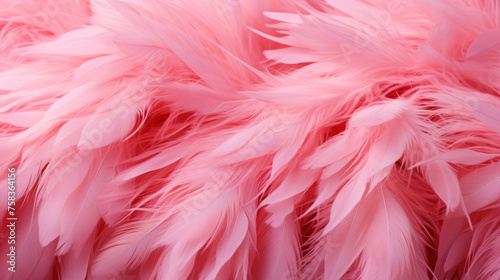 Close up of light pink luxurious feather background with copying spaces. Generative AI © kovalovds